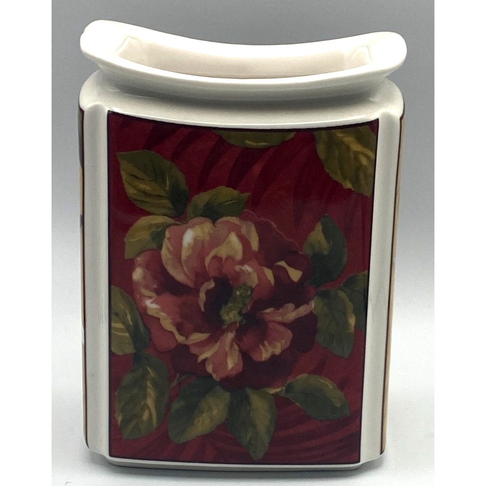 222 Fifth Belize Canister NO LID Medium Utensil Holder‎ Red Camellia Orchid